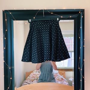 Black Skater Skirt with White Diamond Patterning